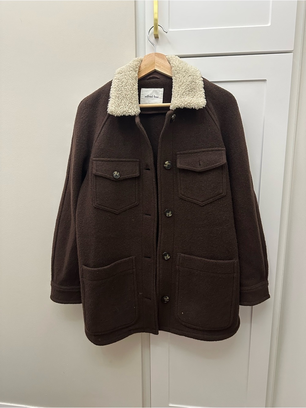 Aritzia Wilfred Free Pacific Shirt Jacket Rich Mocha Brown XS